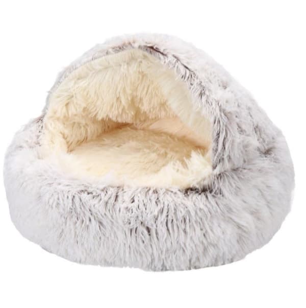 Hule katteseng 50cm - beroligende og angstdæmpende - til små hunde/katte - donut - grå