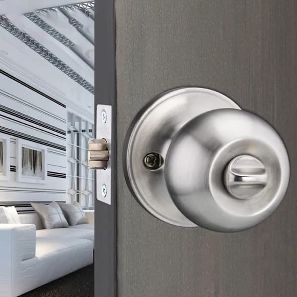 Door Handle, Round Knob Lock, Door Lock with Key, Latch Depth 60/70 mm