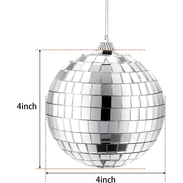 IC 2-pakning 4 tommers speil discokuler, 70-talls discofestdekorasjon