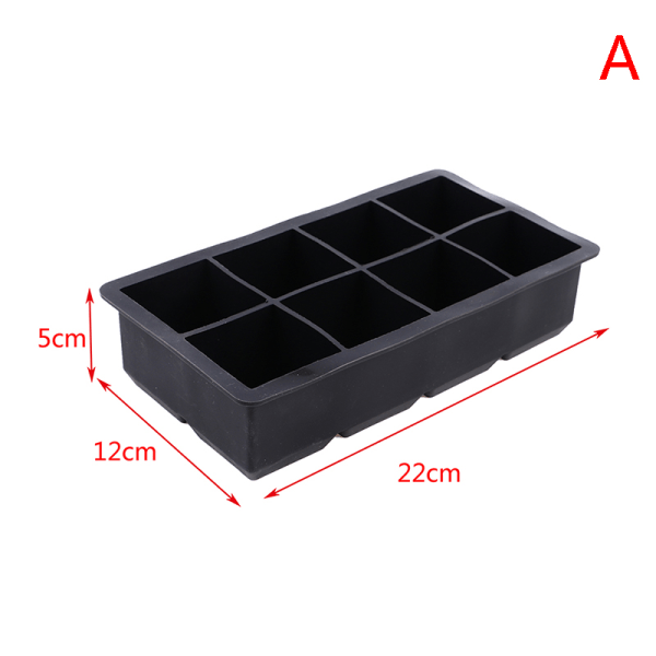 Ny 4/6/8/Grid Stor isform Jumbo form silikoniskub fyrkantig formform DIY Ice Maker Ice Cube-bricka