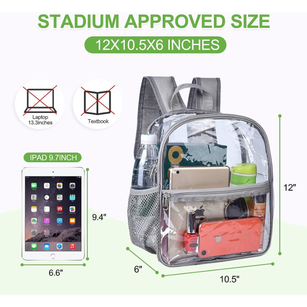 IC Klar Rygsæk Stadium Godkendt 12\"Hx10.5\"Lx6\"W, Vandafvisende Gennemsigtig Taske til Koncert Arbejde Sportsbegivenheder