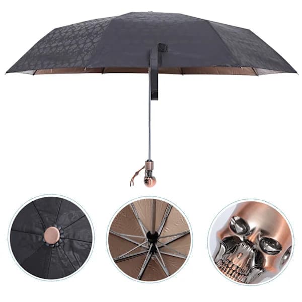 1 pc Creative Devil Skull Handle Umbrella Three-fold UV Sun Rain Umbrella