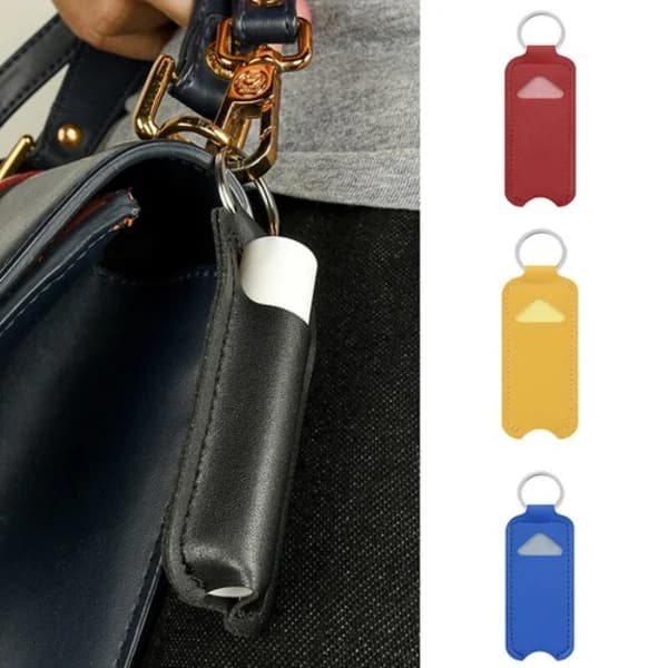 Leather Case Lip Balm Holder Keychain Holder Lipstick Keychain Bag Red Red