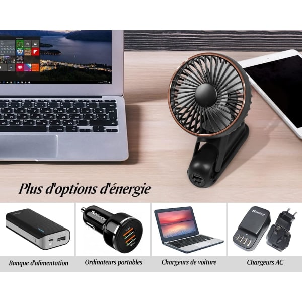 IC USB-handfläkt, 3500mAh uppladdningsbar bärbar handhållen fläkt, tyst fläkt med 5 justerbara hastigheter, bärbar fläkt för hemmakontor Black