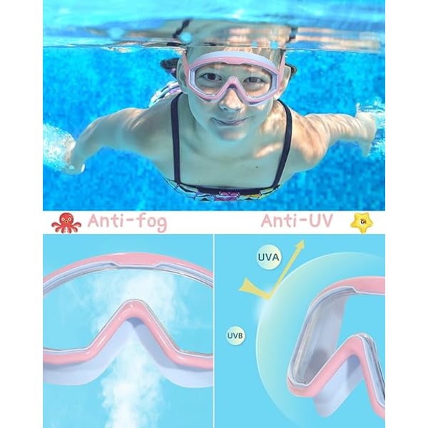 IC Water Space 2-pack simglasögon för barn Pojkar Flickor 3-15, Bred Syn Anti-dimma UV-skydd och Vattentät