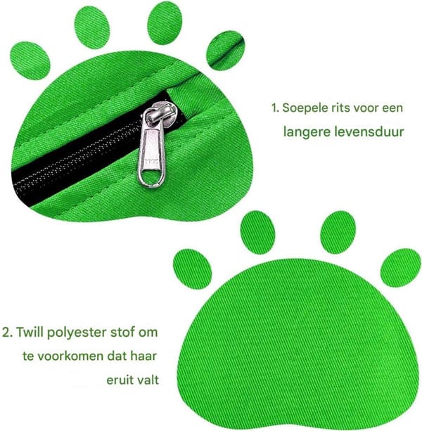 Vaskepose til kæledyr, stor vaskepose med lynlås i twillpolyester, fjerner hunde- og kattehår, til kæledyrssengetøj, grøn, 70 x 80 cm