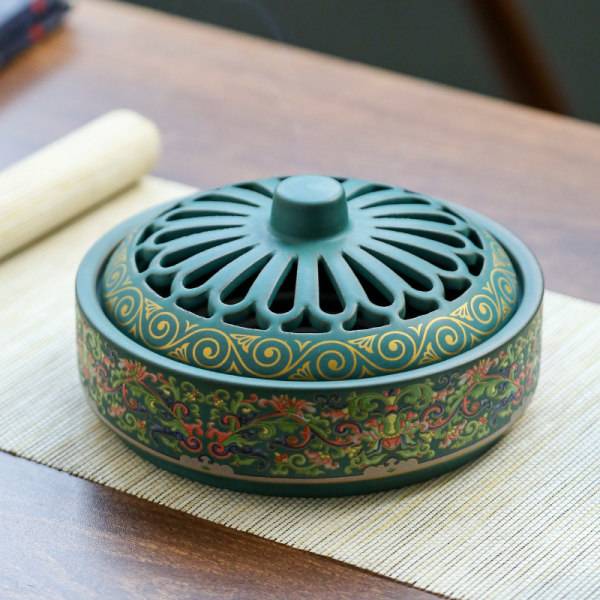 IC Grön aromaterapi keramisk rökelsehållare