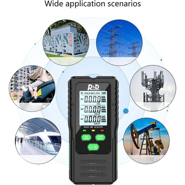 EMF Meter Digital Elektromagnetisk Strålingsdetektor RD630C Håndholdt LCD-display til EF MF RF Inspektioner