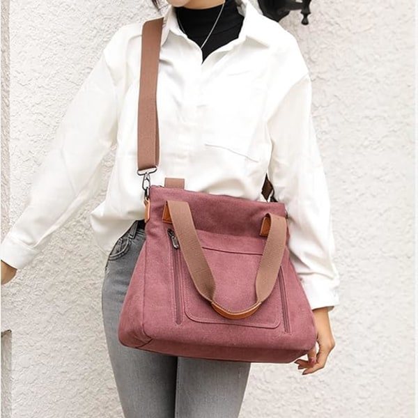 IC Canvas Håndtasker til Kvinder Arbejde Skulder Crossbody Taske Vintage Multi-Pocket Håndtasker
