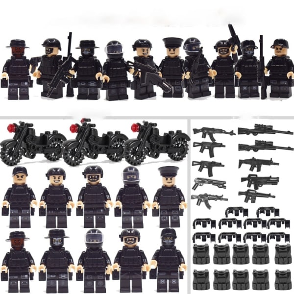 IC Ghost Special Forces [paket 10 figurer/ set] och utrustning Cobi Cada-kompatibel spökkommando 10 st