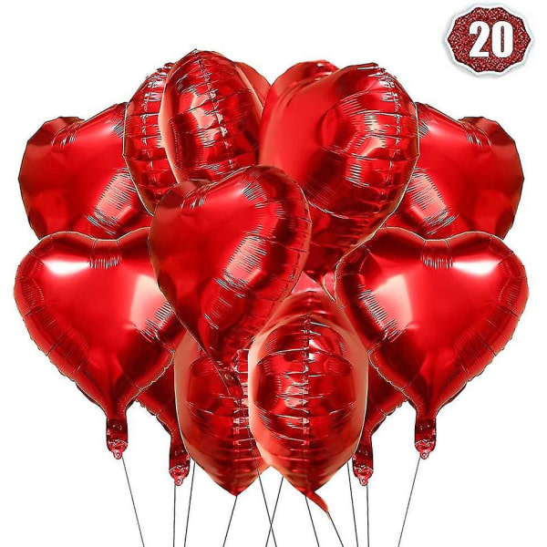 IG Hjärta Folieballong Röd 20 delar Hjärta Heliumballonger Hjärta