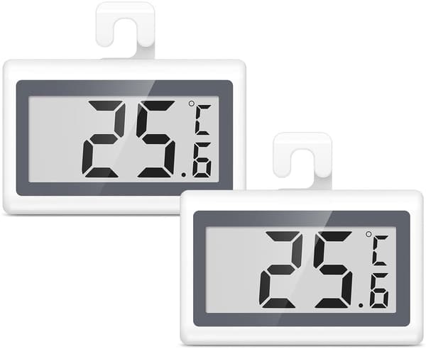 Køleskab Fryser Termometer Sæt med 2, LCD-display, Celsius/Fahrenheit Skift, 3-vejs Montering, Til Hjemmekøkken Kontor