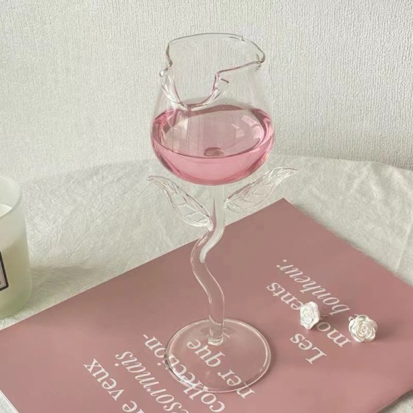 Rose-formet rødvin glass Rose Shape vinglass med fargede B2