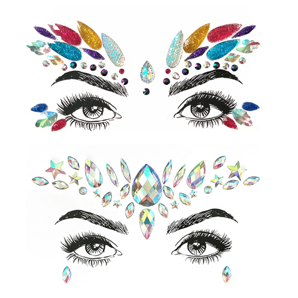 IC Face Jewels Självhäftande Ädelstenar Party Face Stickers Rhinestone M BL139