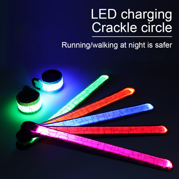 IG LED-armbånd til løbebånd (2-pack), USB-opladning med reflekterende orange
