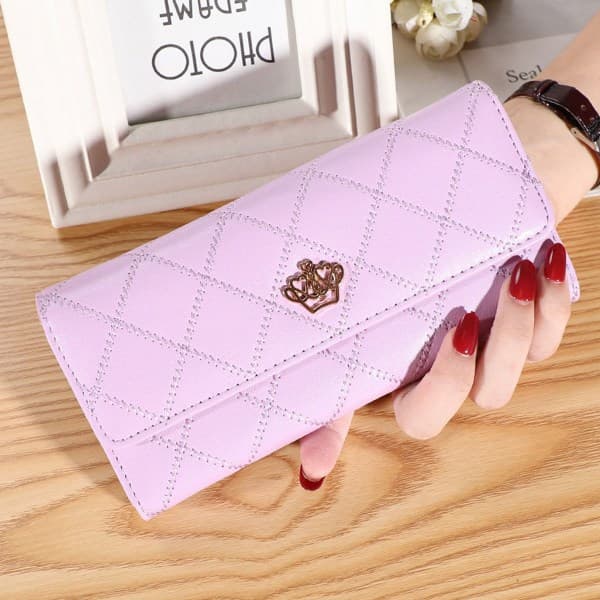 IC Broderet Crown Dame clutch taske modekortpung lilla