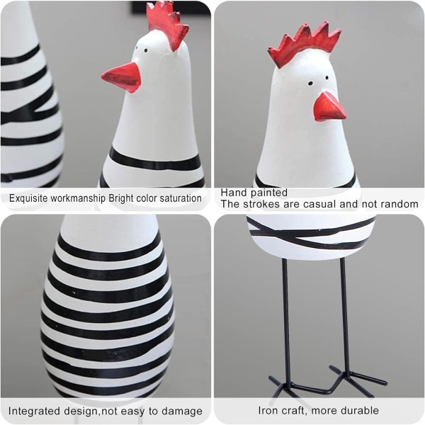 IC Trätupp Køkkenindretning Statuette Prydning Hjemindretning Tilbehør Dyrestatuette til Stue Træ Sød Kylling Chook (Sæt med 3)