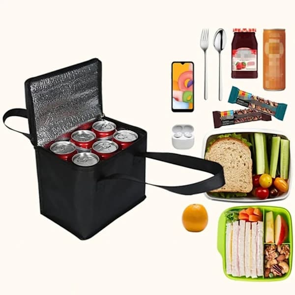 2-pak isolerede køletasker, foldbare genanvendelige indkøbstasker til picnic, camping, rejser, sort, stor og lille
