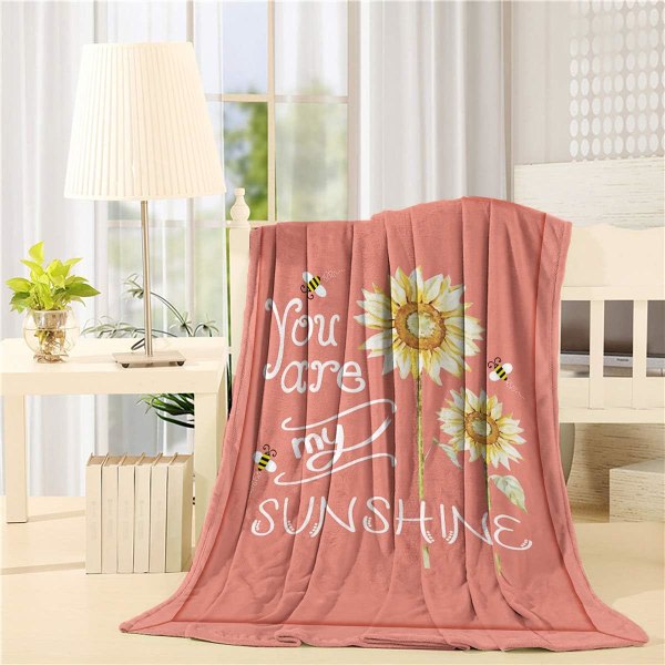 IC Solsikke Kast 40x50 tommer Sengtæpper Fluffy Cozy Plush FleeceThrow tæppe til sofa, til bedste venner
