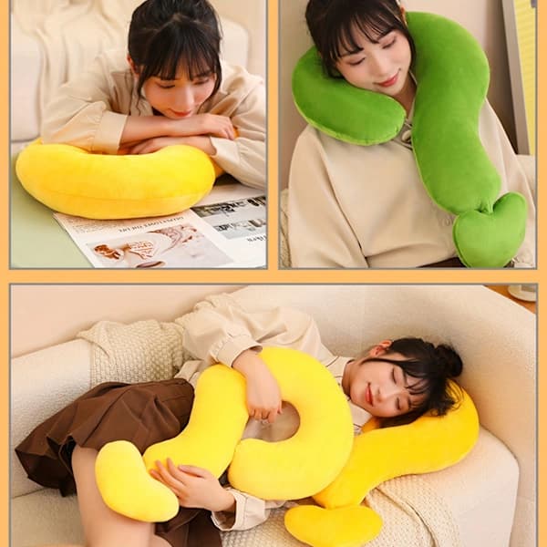 Irregular Decorative Pillow 35x55cm Question Mark Shape Pillow | Large Fun Pillow for Travel Neck Pillow White White