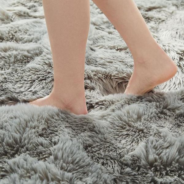 IG Vita Fuskpäls Stolsöverdrag, Fluffig Shag Fårskinn Säng Grå 2 x 3 ft
