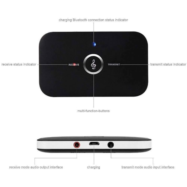2-i-1 Bluetooth-sender og modtager Trådløs TV Stereo o Adapter
