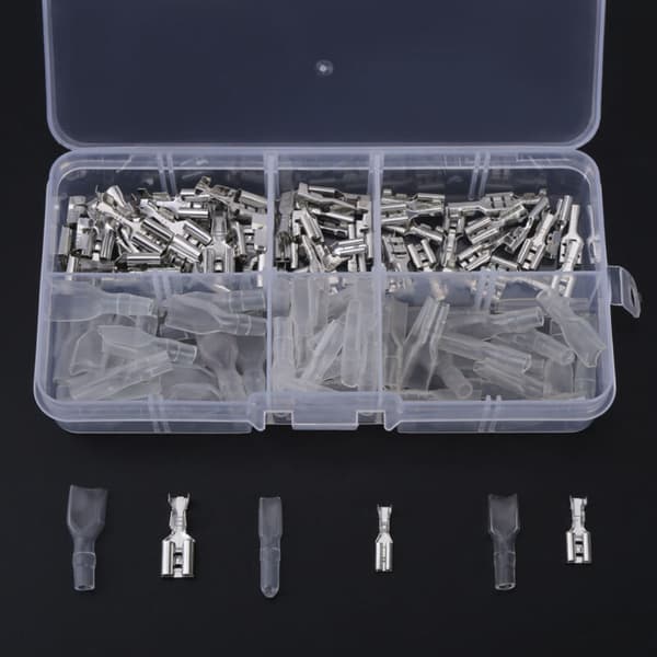 2,8/4,8/6,3 mm hun-krimpbladstik og klare muffe, DUBUNS
