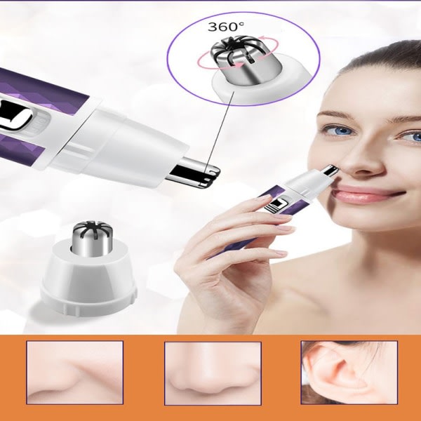 IC 5-i-1 elektrisk rakapparat för kvinnor (för ansiktsnäsa under armarna privata bikiniområde), (USB-laddning) (avtagbar för rengöring)