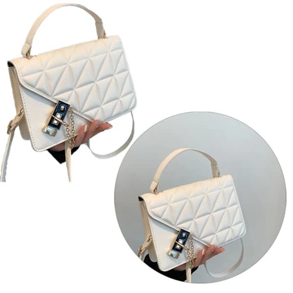 Small Handbag for Women, Trendy PU Shoulder Bag with Large Capacity and Adjustable Shoulder Strap, Underarm Bag for Dates, White