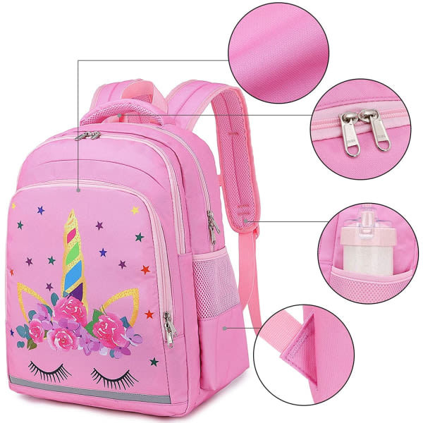 IC Skolryggsäck för flickor Söt Unicorn skolväska för barn Casual