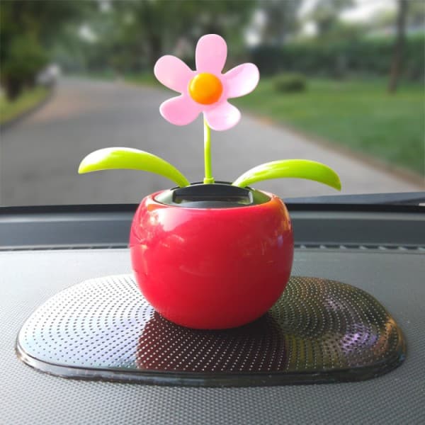 IC Solar Apple Flower Bildekorasjon, Bevegelig Hode Bilinteriørdekorasjon