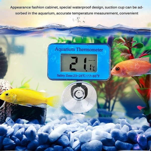 IC Lcd Digital Aquarium Termometer Med Sugkopp For Fisk Og Reptiler - Med Batteri