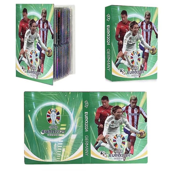 Fotballstjernekortalbum - 240-korts stjernekortsamlingsalbum Bokmappe - Grønn Green