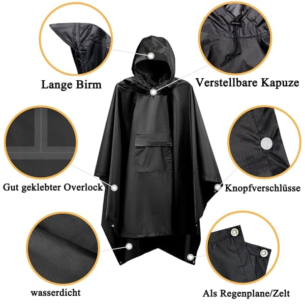 IC Regnponcho Herr Dam Vattentät, 3 i 1 Poncho