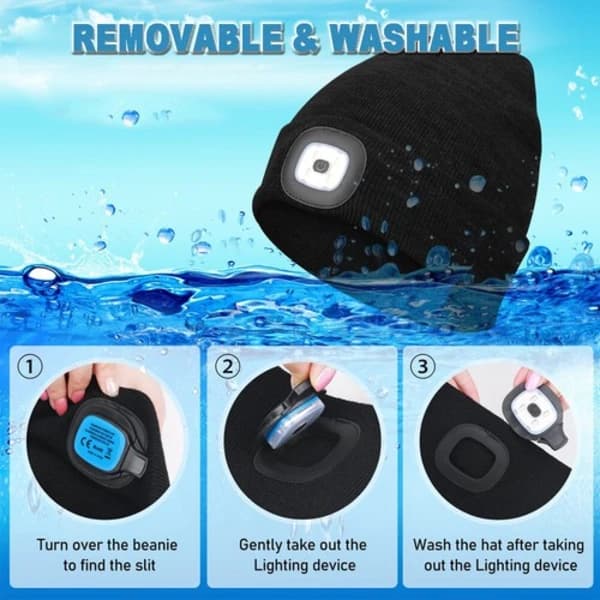 2-pack Unisex LED Beanie Hat Lamp Uppladdningsbar Varm Vinter Stickad Pannlampsmössa Grå-1 Pack Gray-1 Pack