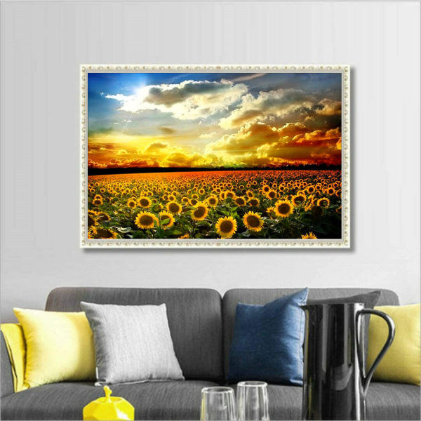 IC Solros Landskap DIY Timanttimaalaus 5D Täysi Timantti Ristipistos Tarra Timanttimaalaus, 30*40cm,