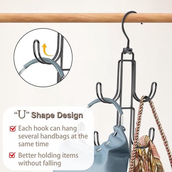 2 - pak - Garderobe håndtaskekrog arrangør - garderobe arrangør - taskestativ - Pladsbesparende - tasker - bælter - slips