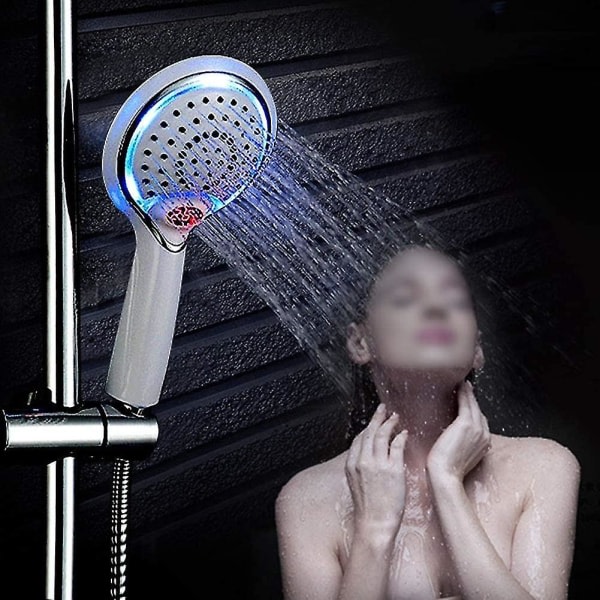 Håndholdt LED-bruseshowerhoved 3 farver skift til vand, LED-bruseshowerhoved med temperatursensor digital display, temperaturstyring brusesprøjte