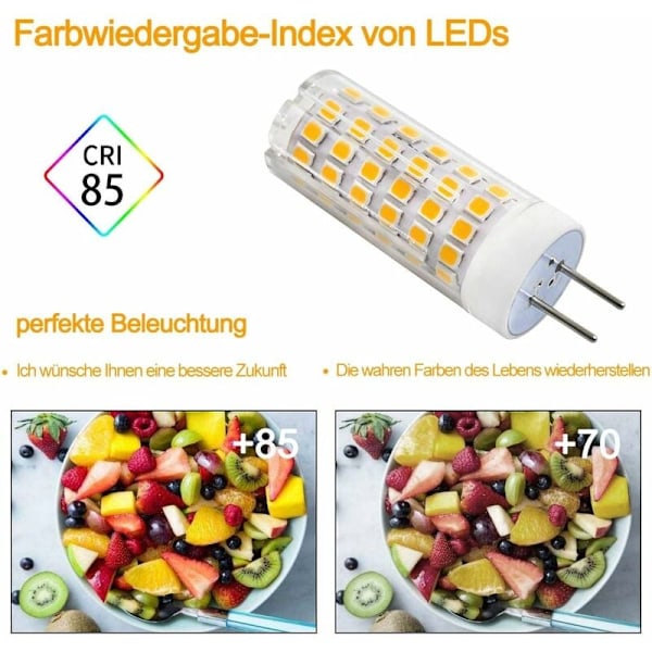 Pakke med 4 GY6.35 Base LED-pærer 9W AC/DC 220V Varmhvit 3000K Tilsvarende 9W Halogen Erstatningspære [Energiklasse A+]