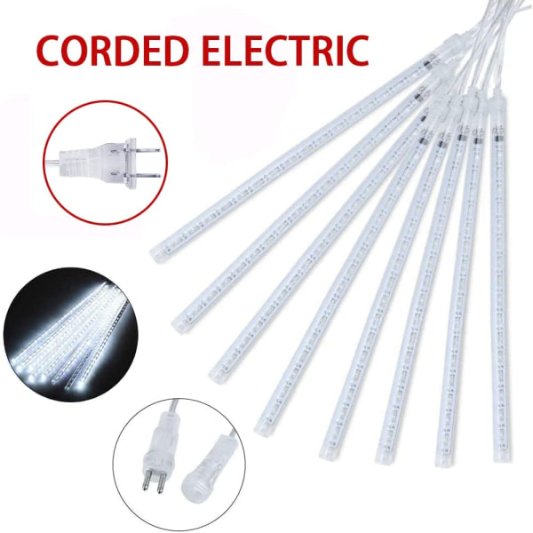IC LED-meteoritduschljus 50 cm 8 rör 384 LED för julgran Varmvitt