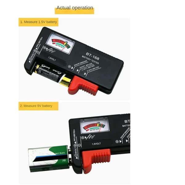 BT-168 AA/AAA/C/D/9V/1.5V Universal Knapcelle Batteri Farvekodet Måler Indikerer Volt Tester BT168