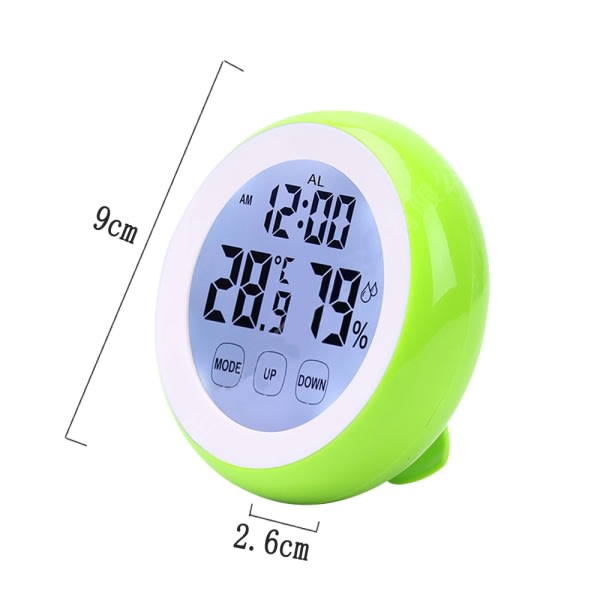 IG Pekskärms väckarklocka, rundsätesklocka elektronisk hygrometer grön
