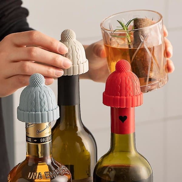 IC Silikonflaskehette Beanie Cap Dekorativ flaskehette Korkutskifting for vindrykk