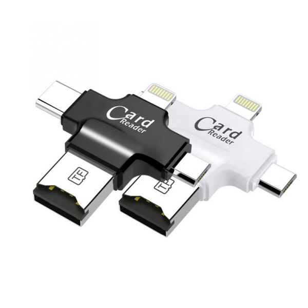 IC 4-i-1-kortlæser Type-c/Lightning/Micro USB/ USB 2.0 alt i 1 sort