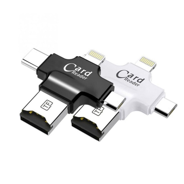 IC 4-in-1-kortlukija Type-c/Lightning/Micro USB/ USB 2.0 kaikki yhdessä musta