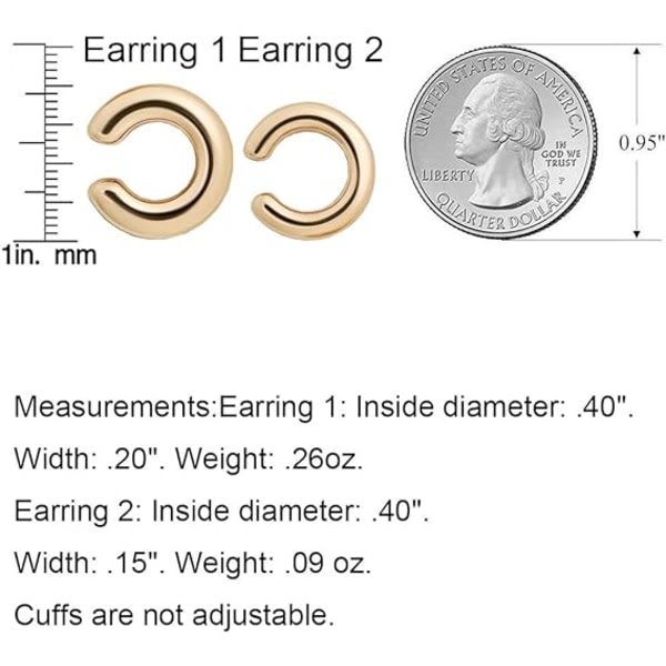 IC Manschettörhängen for kvinner 14K guldpläterade öronkuddar for öron utan hål Broskörhängen