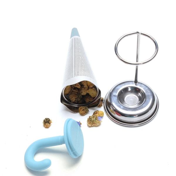 IC 2 stk rustfrit stål te-si, paraply-bulk te-infuser te-si med drypbakke til løs te, rose, kaffe, krydderier