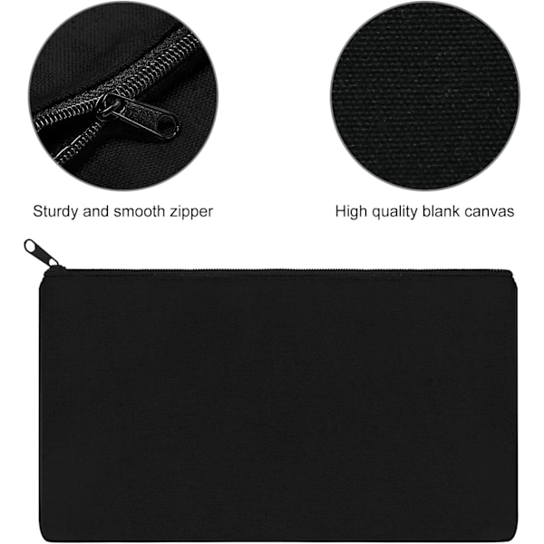 20 st canvasmålningspåsar resetoalettväska dragkedja kosmetiska väskor brudtärner present kosmetisk väska tygpennfodral canvas sminkväska liten Black chain 20