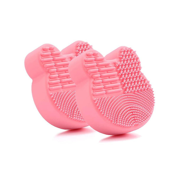 Sminkborste rengøringsmatta - Silikonborste rengøringsdyna - Bærbar sminkborstrengöring - Kosmetisk borstskur, vaskeværktøj med stort sug Pink
