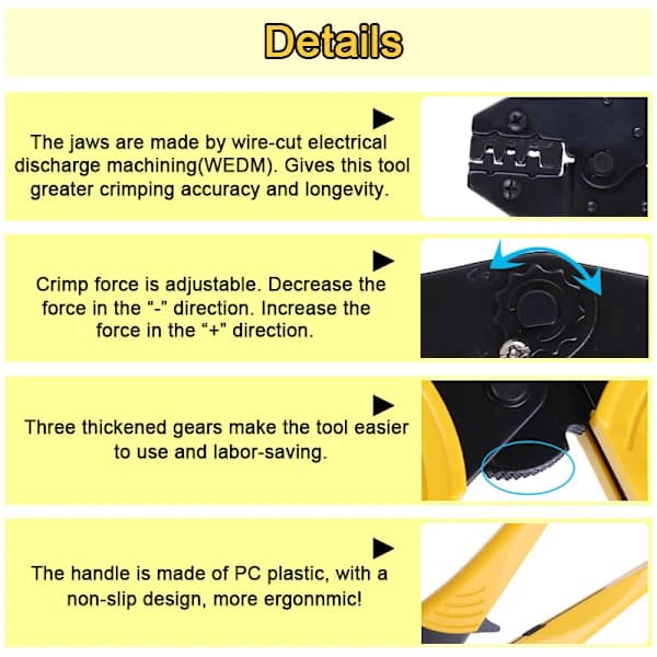0,5-6mm² Cable Connectors Terminal Ratchet Crimping Wire Crimper Pliers Tool Kit